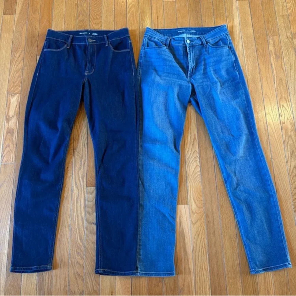 2 Pairs Old Navy OG High Rise Straight Blue Stretch Denim Jeans Women’s Sz 6 - Picture 1 of 9